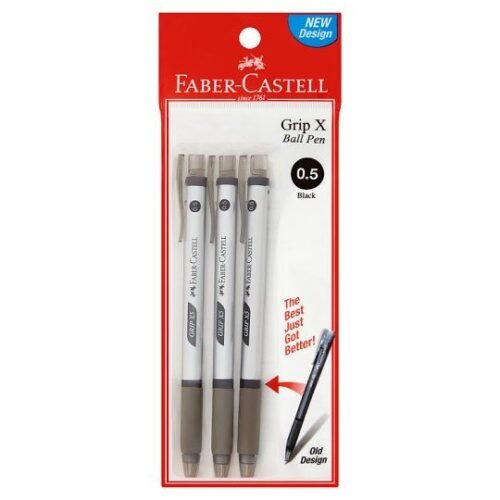 FABER CASTELL Grip X Ball Pen 0.5 mm Black Pack of 3