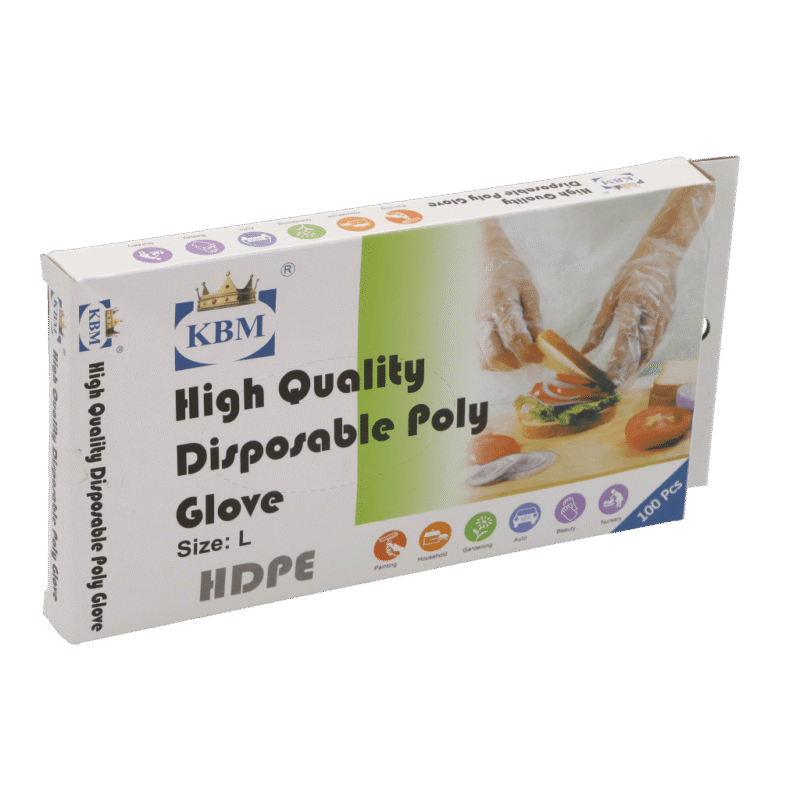 KBM High Quality Disposable Poly Glove Size L 100 Pcs
