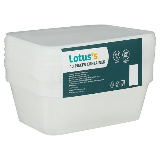 LOTUSS Clear Rectangular Container 750 ml x 10