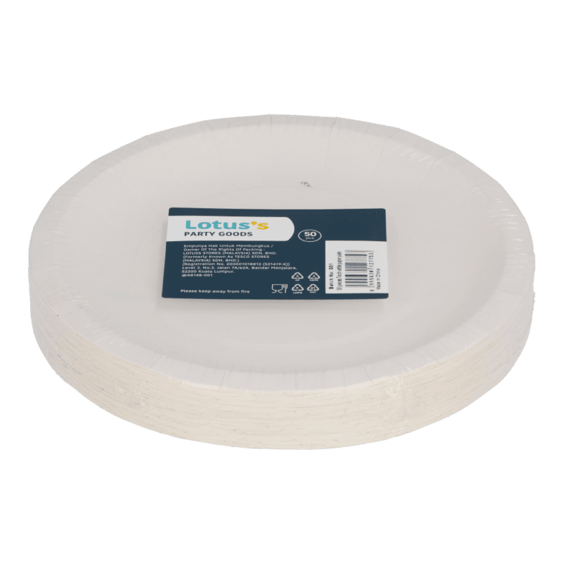 LOTUSS 7Inch White Paper Plates x 50