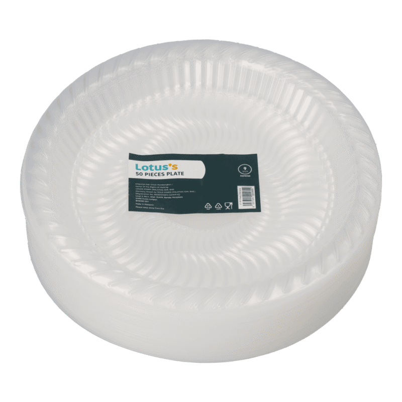 LOTUSS 9 Inch Plastic Plates x 50