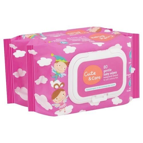 CUTE+CARE Gentle Baby Wipes 80 Wipes x 2