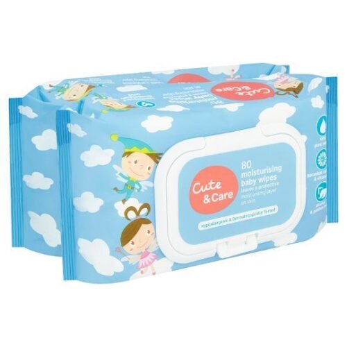 LOTUSS Cute & Care Baby Wipes 80 Wipes x 2