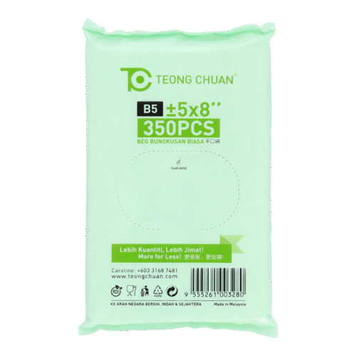 TEONG CHUAN HDPE Plastic Bags B5 5 x 8 Inches 350 Pieces